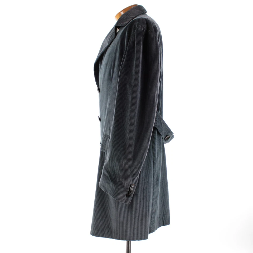 Kiton NWD Cotton/Cashmere Corduroy Double Breasted Coat Sz 54R (XL US) Gray Blue - Image 4 of 4