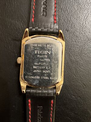 Mens Gold Tone Bling Iced CZ Elgin Rectangle Dress Analog Watch New Battery Mens Gold Tone Bling Iced CZ Elgin Rectangle Dress Analog  main image 4