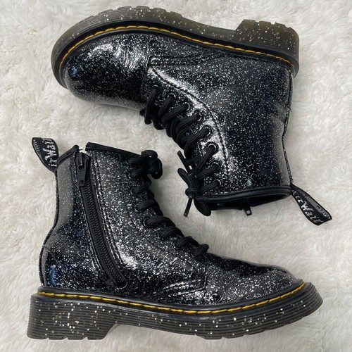 Dr. Martens #1460 Kid's Black Glitter Booties in Cosmic Glitter Shoes Size 13 - Picture 3 of 7