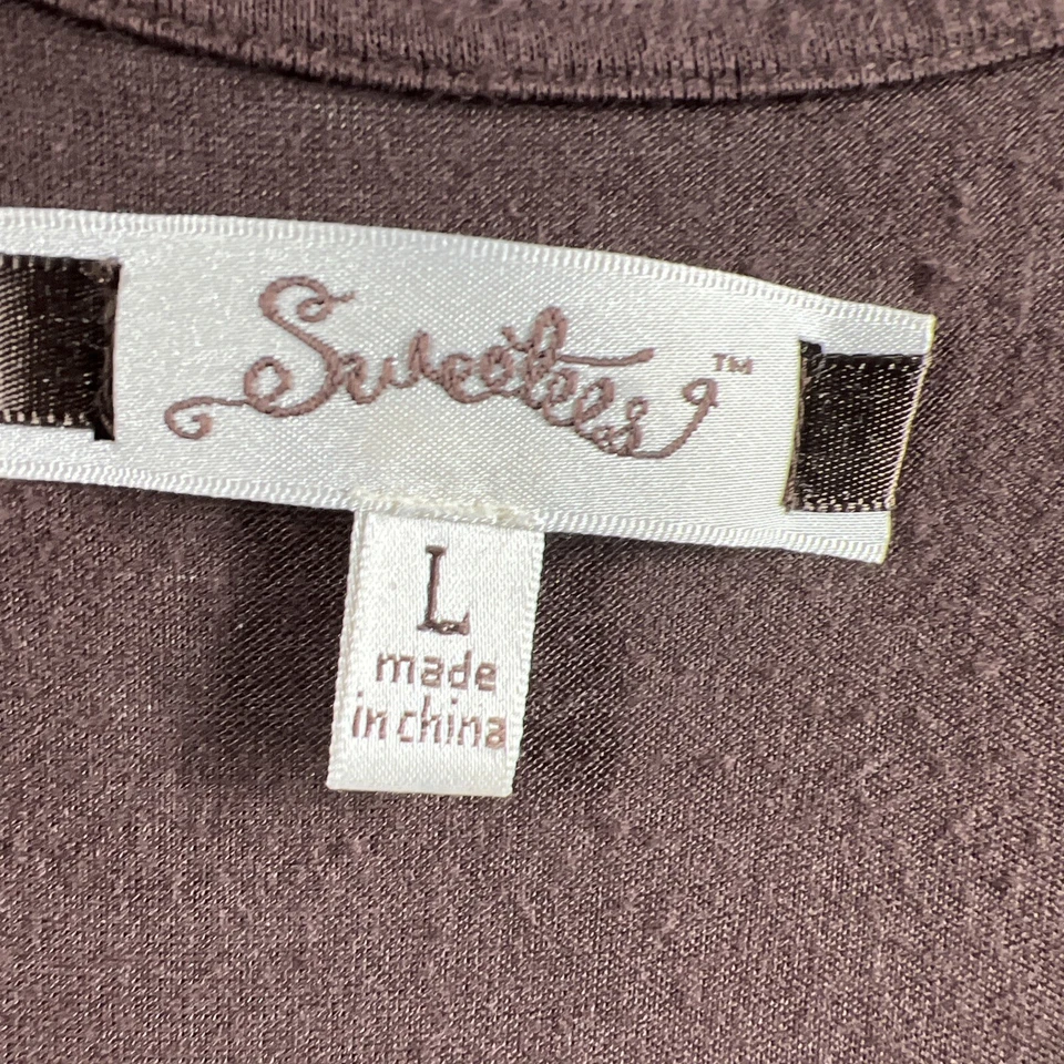 Vestido Babydoll Sweetees Para Mujer Talla Grande Marrón Bordado Cuello en V Sin Mangas Foto 3 de 4