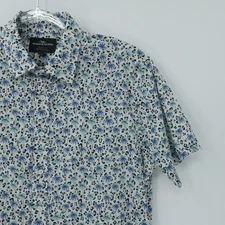 Rodd & Gunn Shirt Mens L Blue Hawaiian Palm Sports Fit Casual Resort Vacation