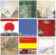 Countries of the World Scrapbook Papers 12x12 Resorts Travel U-CHOOSE 107 Papers