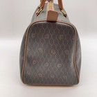 Authentic Christian Dior Honeycomb PVC Leather Black Brown Boston Bag NS041437