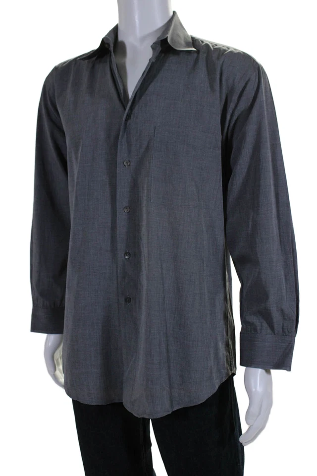 Donna Karan Signature Mens Long Sleeve Button Up Shirt Gray Size 15/32-33 - Image 2 of 4