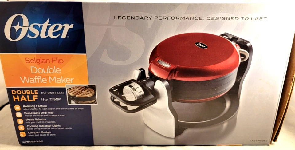 Gofrera eléctrica Oster doble abatible estilo belga, roja | CKSTWFDF2 Foto 2 de 4
