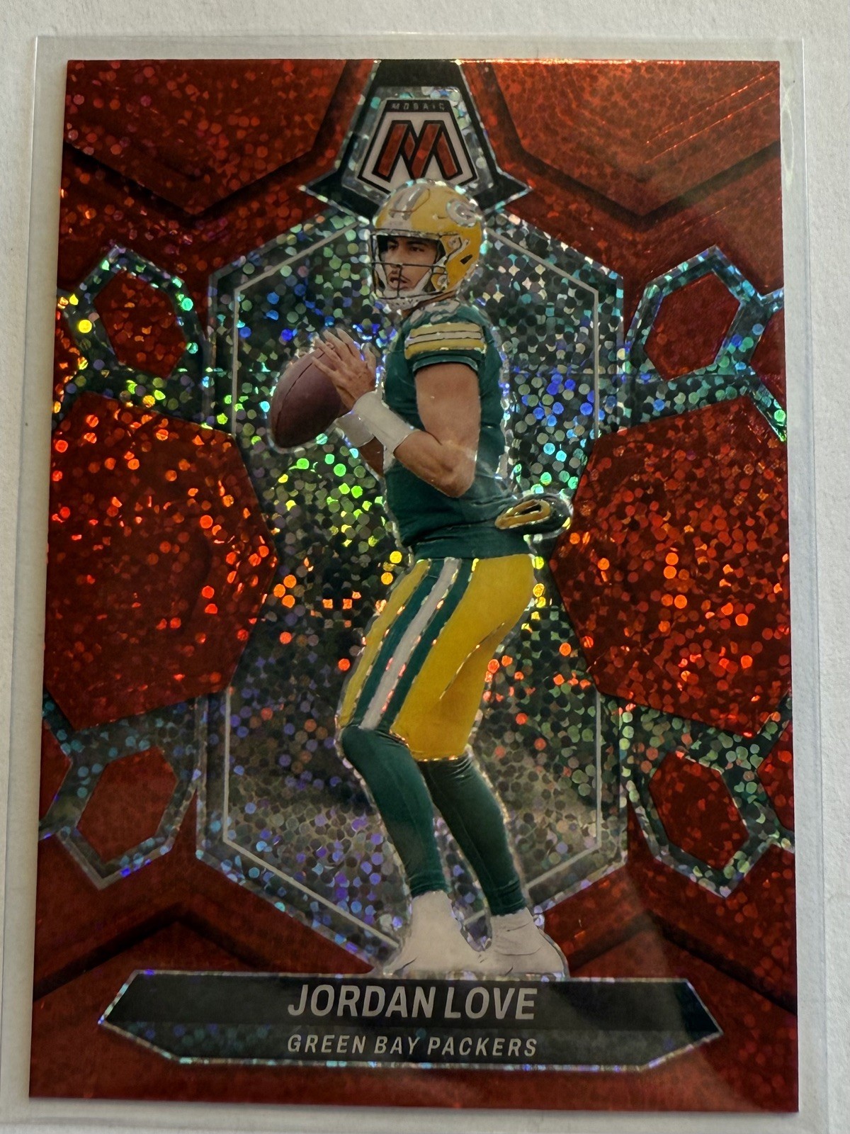 2024 Mosaic Jordan Love Red Sparkle Prizm #78 Packers SP