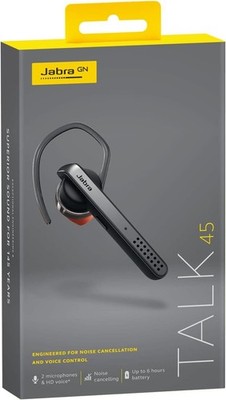 Jabra Talk 45 Silver Bluetooth Headset Mono Ear HD Voice Noise Cancelling Mic