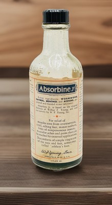 VTG Absorbine Jr Embossed Empty Advertising 4 oz Bottle 5.25''   Display Prop