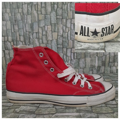 Vintage Converse All Star Chuck Taylor RED High Tops Men Sz 12 USA Made 70s 80s