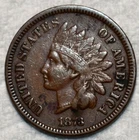 Very Fine 1873 Closed 3 Indian Head Cent, Well-Detailed, Tougher Date specimen.