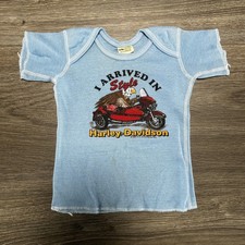 Vintage 80s Harley-Davidson Shirt Toddler Baby 12-18 M Blue Arrived In Style USA