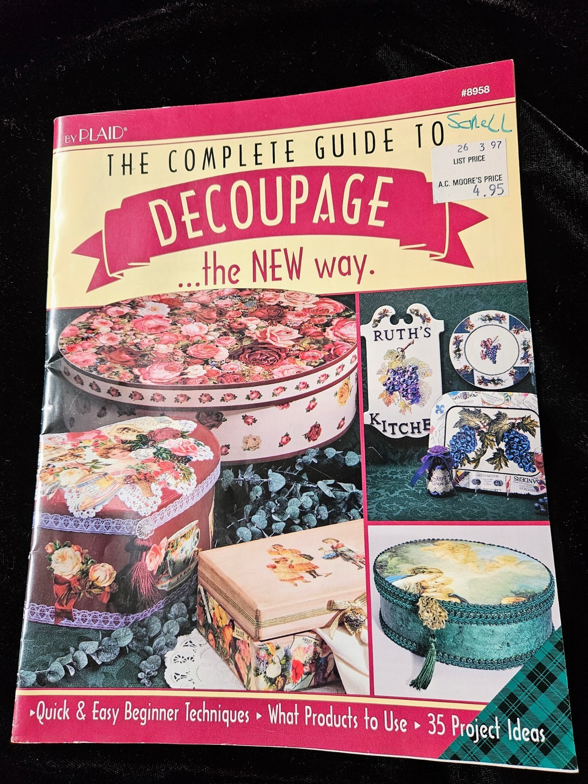 Decoupage Guide, wooden plaque, wallpaper cutouts, decoupage papers