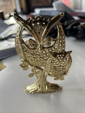 Vintage Torino Owl Earring Holder Gold Tone Pierced Earring Holder Stand 1970's