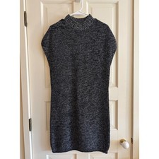 Athleta Womens Marled Knit Mock Neck Sleeveless Sweater Dress Black White Small