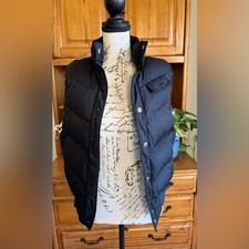 Gap Womens Black Down Filled Puffer Vest Snap Front Ribbed Hem Vintage Y2K Small