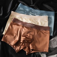 Herren Sexy Atmungsaktive Eis-Seide Boxershorts Nahtlose Unterwäsche Unterhosen