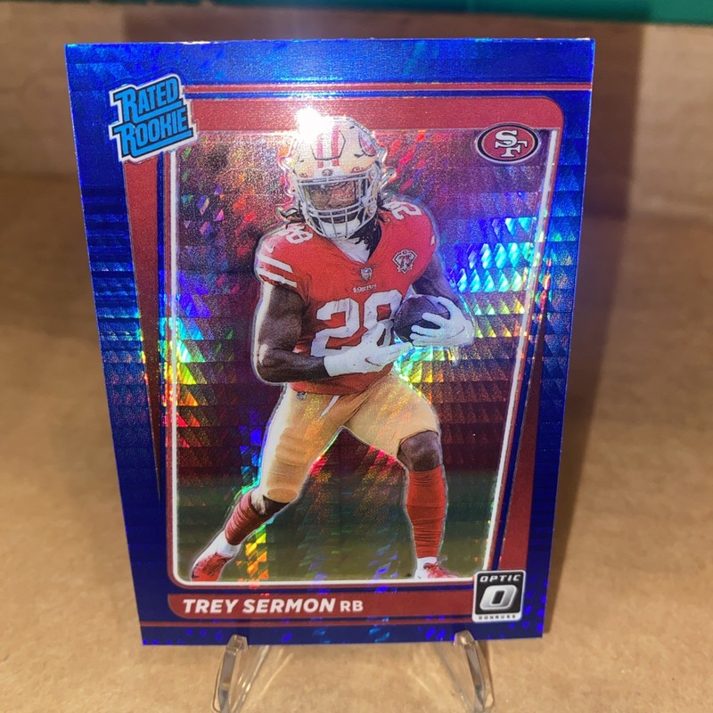 2021 Panini Donruss Optic - Rated Rookie Trey Sermon #224 Blue Hyper Prizm (RC)