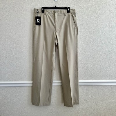 NWT FJ FootJoy Perf Pant Chino Golf Khaki Brown Stretch Men 34 x 32 Performance