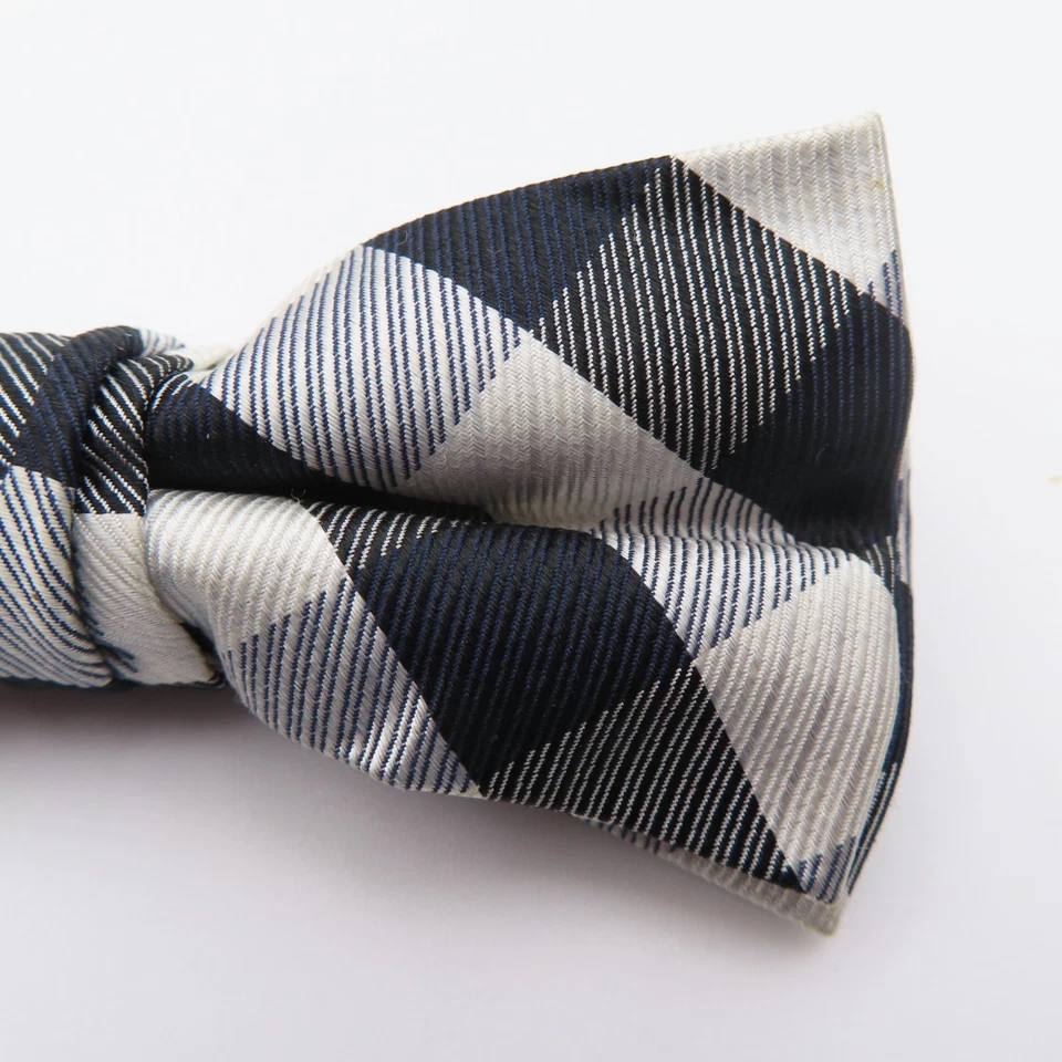 Pajarita Lord & Taylor negra gris a cuadros 2" de ancho pre corbata seda niños niños Foto 2 de 4