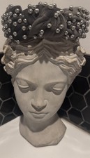 NWOT Lele Sadoughi Headband Faux Pearl, Velvet Graphite Gray w/Drawstring Bag