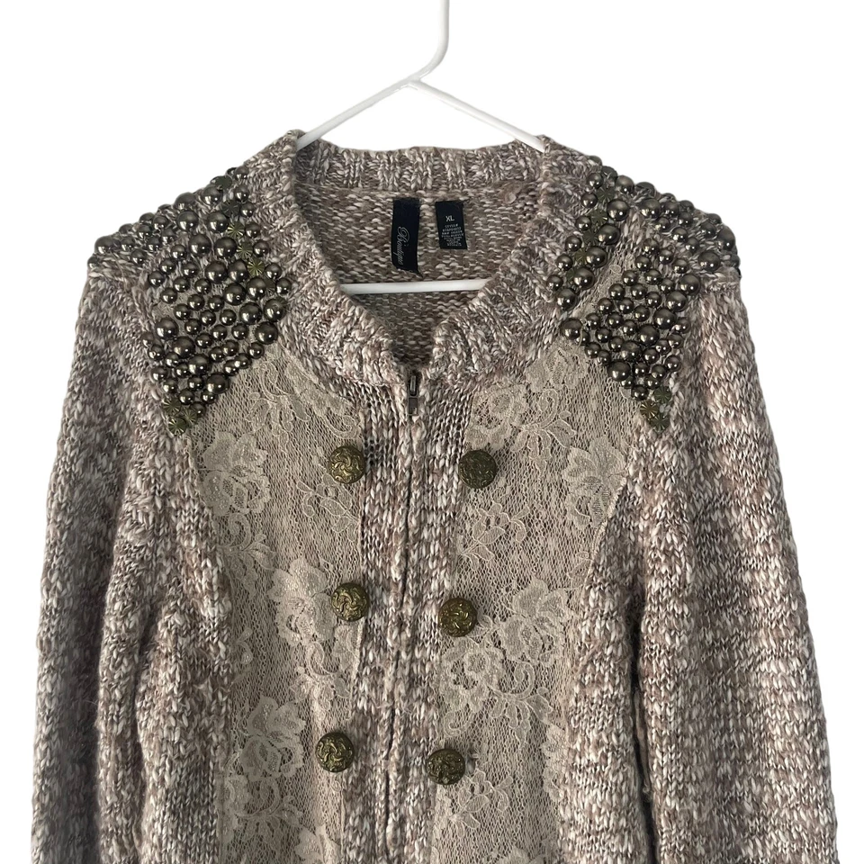 Женский свитер BKE Boutique размер XL коричневый вязаный кружевной коттедж вестерн шерстяная смесь - Изображение 2 из 4