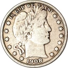 1908-D 50C Barber Half Dollar Fine K19354
