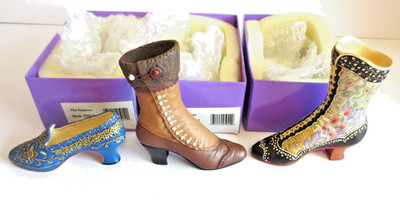 JUST THE RIGHT SHOE BY RAINE LOT OF THREE THE EMPRESS HIGH BUTTON BOOT DECO BOOT