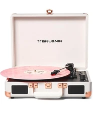 Bluetooth Vintage 3-Speed Portable Suitcase Turntables with Built-in Speakers