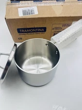 Tramontina Sauce Pan Stainless Steel 1.5 Qt Tri Ply Clad Lid Induction Safe Oven