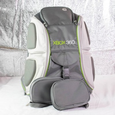 Mad Catz Xbox 360 Console Backpack Carrying Case Travel Bag With 2 Cases Gray