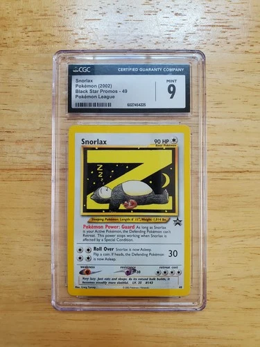 Pokemon CGC 9 MINT 2002 Snorlax Pokemon Leauge Black Star Promo Card