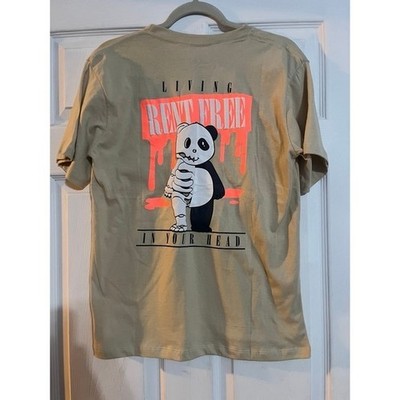 Eighty Eight Brand Boys Tan Living Rent Free Skeleton Panda Graphic T-Shirt 16
