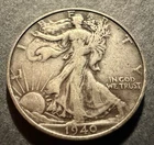1940-S Walking Liberty Half Dollar, 90% Silver Coin, Fine
