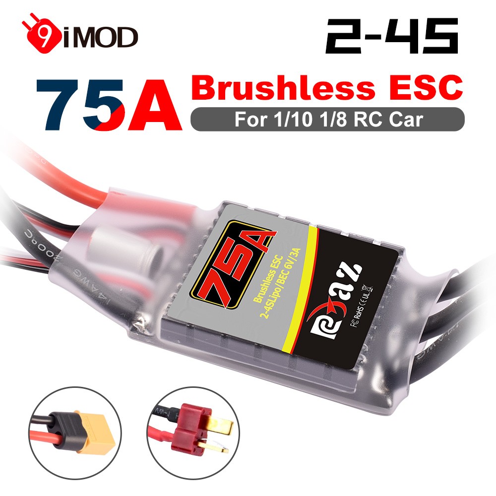 9IMOD 75A Brushless ESC 2-4S 6V/3A for 1/10 1/8 RC Car 540 3650 3660 3674 Motor