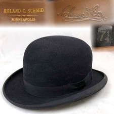 1930s Vintage 7-1/4 Chas & Co Black Derby Bowler Hat