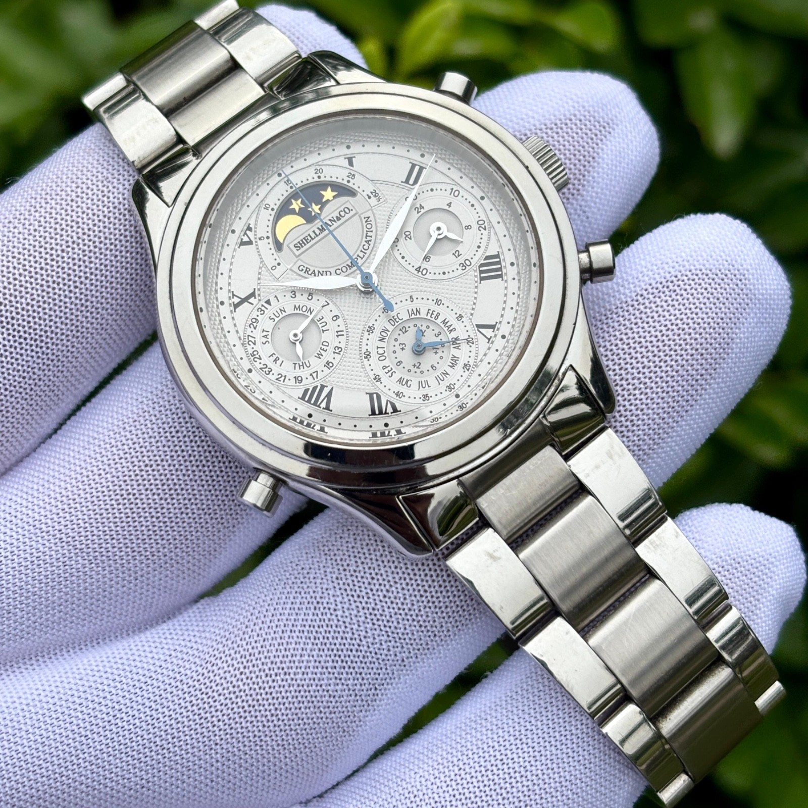 Vintage Shellman Grand Complication Moon Phase Chronograph Japan Quartz Watch image 4