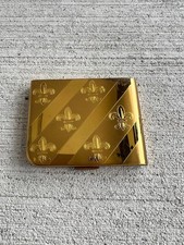 1955 Elgin American Gold Tone Compact Mirror Fleur-de-Lis 3” x 2.5” Vintage