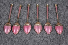 6x Mokkalöffel 925 Sterling Silber Emaille Birmingham T&S Turner Simpson