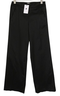 PT TORINO Taylor Damenhose 46 W32 Schwarz Seidenmischung Hohe Taille Schlag Logo