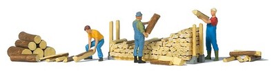 Preiser 10707 HO Scale Stacking Firewood Figure Set