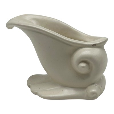 Vintage Royal Haeger Matte Cream Planter 1940s Pottery Shell Cornucopia Mini 4 