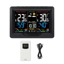 LCD Digital Thermometer Clock Indoor/Outdoor Wireless Temperature Meter Gauge