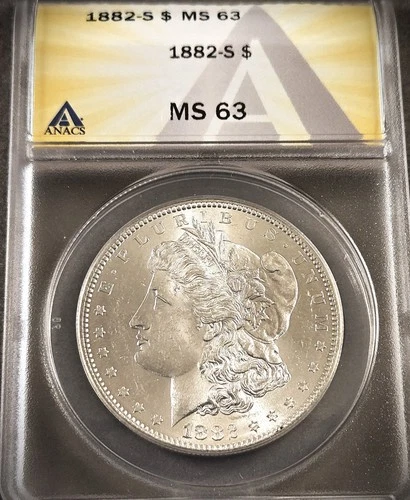 1882-S MORGAN SILVER DOLLAR ** ANACS MS-63 **  PROBLEM FREE COIN  (7794)