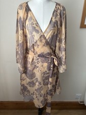 Topshop Women’s Wrap Floaty Boho Dress Coverup Beach Uk12 Floral Hippy Festival