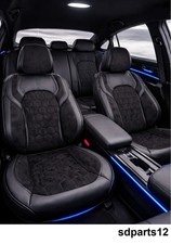 Sitzbezüge Velours Kunstleder Schwarz Komplettset für Renault Clio Captur Megane