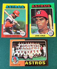 1975 BASEBALL CARD LOT 3 HOUSTON ASTROS TEAM LIST, CESAR CEDENO, JOSE CRUZ