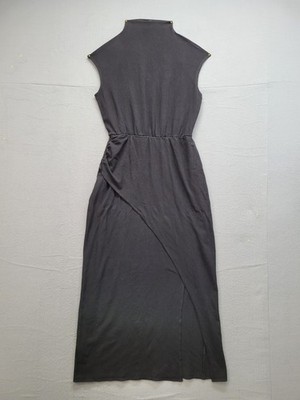 modern citizen black dress Modern Citizen Women Dress L Black Sleeveless High Neck Ruched Waist Side  Slit