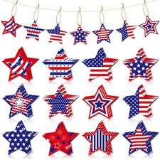 12 Pcs Independence Day Ornaments Red White Blue Star Decorations Colorful