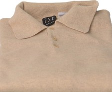 TSE Men’s Cashmere Knit Polo Sweater | Made In Italy | Oatmeal | Size M