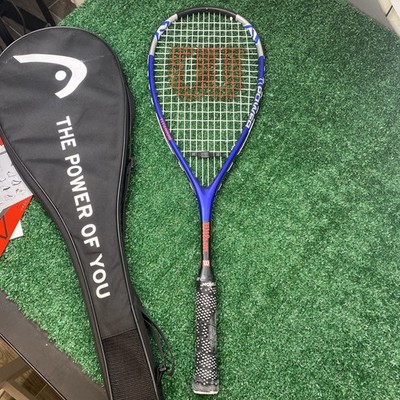 Wilson TI Power Blue / Silver Titanium Squash Racket / Racquet  / With Bag